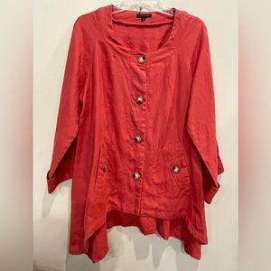 For Cynthia Assymetrical Button Jacket  Linen